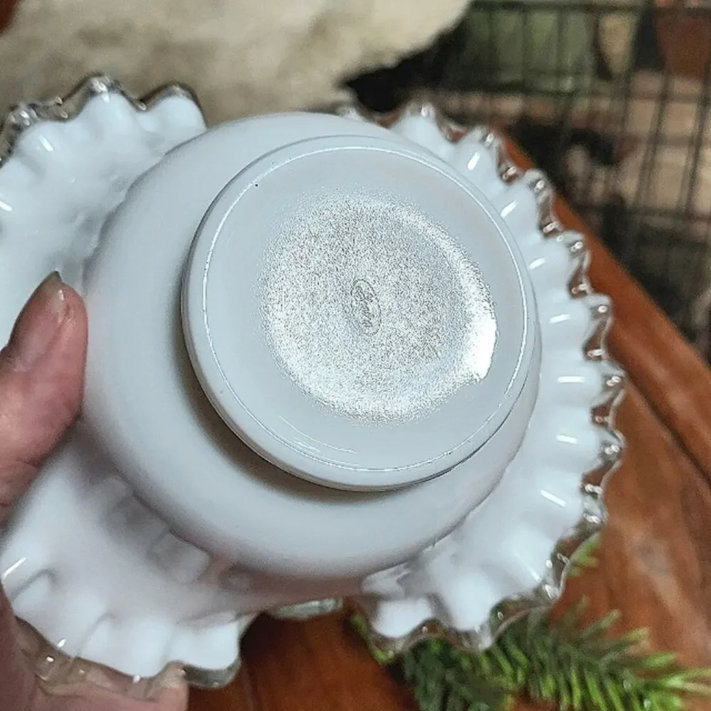 Vintage Fenton Silver Crest Bride's Bowl Basket 8